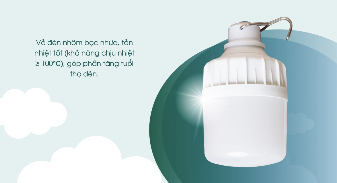 Led bulb rạng đông vỏ đèn bọc nhựa tản nhiệt tốt