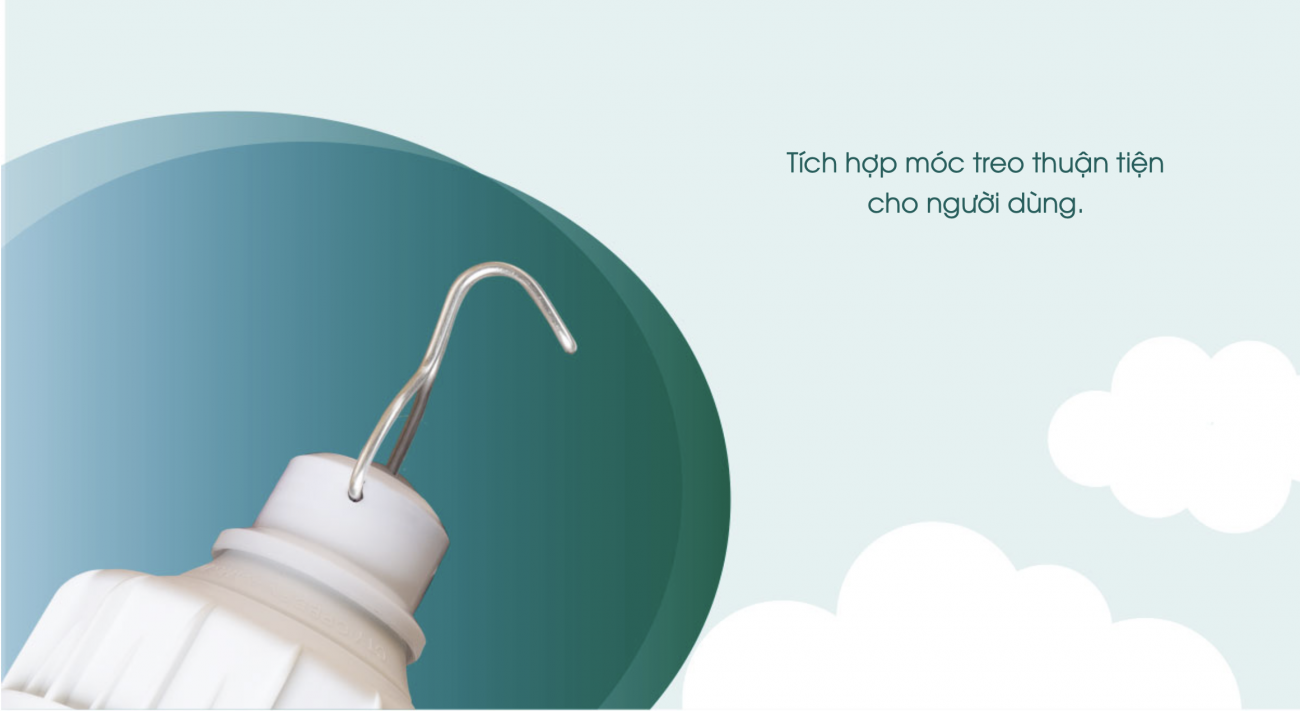 aLed bulb rạng đ&ocirc;ng t&iacute;ch hợp m&oacute;c treo thuận tiện người d&ugrave;ng