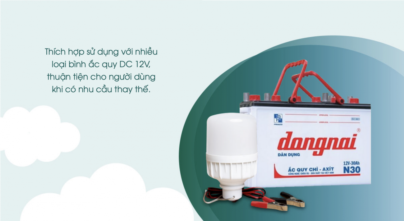Led bulb rạng đ&ocirc;ng th&iacute;ch hợp nhiều loại b&igrave;nh ắc quy