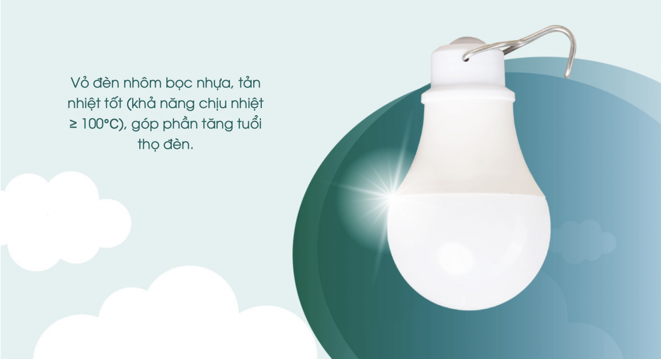 Led bulb rạng đ&ocirc;ng vỏ nh&ocirc;m bọc nhựa tản nhiệt tốt