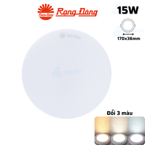 Đèn LED ốp trần tròn đổi màu đế nhôm Rạng Đông LN12 ĐM 170/15W