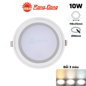 Đèn LED âm trần Downlight viền bạc đổi màu Rạng Đông AT48 ĐM 90/10W