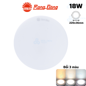 Đèn LED ốp trần tròn đổi màu đế nhựa Rạng đông LN12N ĐM 220/18W