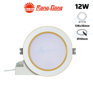 Đèn LED âm trần Downlight viền vàng Rạng Đông AT56 110/12W