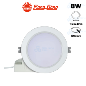 Đèn LED âm trần Downlight viền bạc Rạng Đông AT56 90/8W