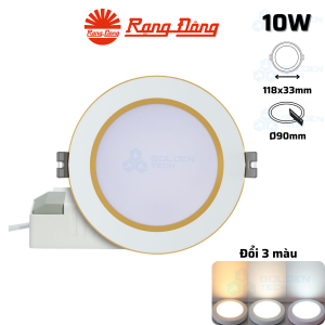 Đèn LED âm trần Downlight viền vàng đổi màu Rạng Đông AT56 ĐM 90/10W