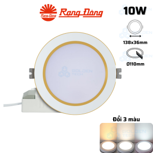 Đèn LED âm trần Downlight viền vàng đổi màu Rạng Đông AT56 ĐM 110/10W