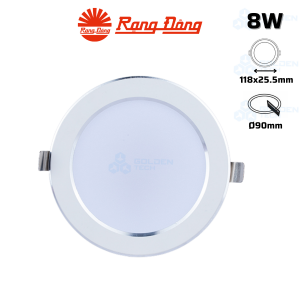 Đèn LED âm trần Downlight Viền bạc Rạng Đông AT58 90/8W