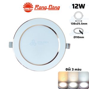 Đèn LED âm trần Downlight Viền vàng đổi màu Rạng Đông AT58 ĐM 110/12W