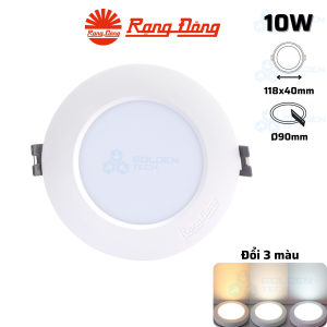 Đèn LED Âm trần Downlight Đổi 3 màu Rạng đông AT02 ĐM 90/10W