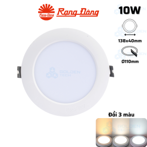Đèn LED Âm trần Downlight Đổi 3 màu Rạng đông AT02 ĐM 110/10W