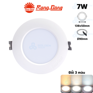 Đèn LED Âm trần Downlight Đổi 3 màu Rạng đông AT02 ĐM 90/7W.DA
