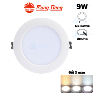 Đèn LED Âm trần Downlight Đổi 3 màu Rạng đông AT02 ĐM 110/9W.DA