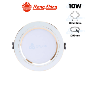 Đèn LED Âm trần Downlight Viền vàng Rạng Đông AT10 90/10W