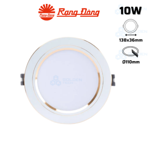 Đèn LED Âm trần Downlight Viền vàng Rạng Đông AT10 110/10W