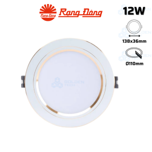 Đèn LED Âm trần Downlight Viền vàng Rạng Đông AT10 110/12W