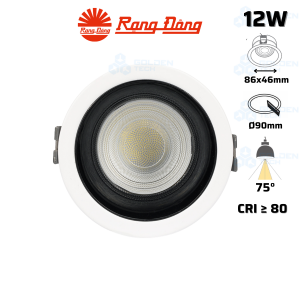 Đèn LED âm trần Downlight góc hẹp Rạng Đông AT62 90/12W