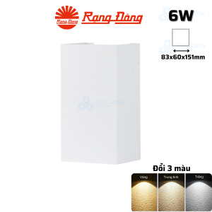 Đèn LED ốp tường đổi màu Rạng Đông LN18 ĐM 83x60/6W