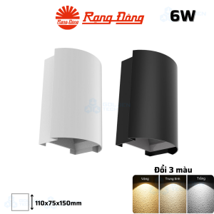 Đèn LED ốp tường đổi màu Rạng đông LN18.V2 ĐM 110x75/6W