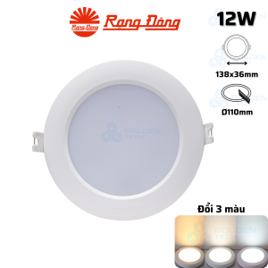 Đèn LED Âm trần Downlight Đổi 3 màu Rạng Đông AT28 ĐM 110/12W
