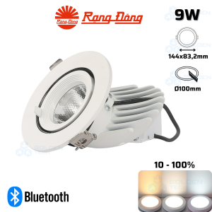 Đèn LED âm trần Downlight thông minh xoay góc đổi màu Bluetooth Rạng Đông AT18.BLE 100/9W