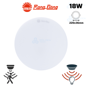 Đèn led ốp trần tròn cảm biến chuyển động – ánh sáng Rạng đông LN12.RAD 220/18W (HL)