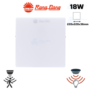 Đèn LED ốp trần vuông cảm biến chuyển động – ánh sáng Rạng Đông LN12.RAD 220x220/18W (WC)
