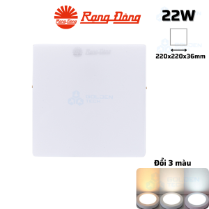 Đèn LED ốp trần vuông đổi màu đế nhôm Rạng Đông LN12 ĐM 220x220/22W