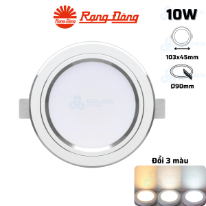 Đèn LED Âm trần Downlight Viền bạc Đổi 3 màu Rạng Đông AT20 ĐM 90/10W