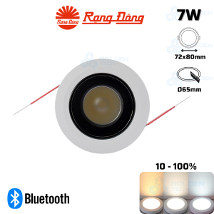 Đèn LED âm trần Downlight thông minh xoay góc Rạng Đông AT19.BLE 65/7W (A18)