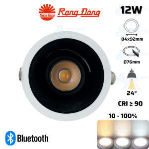 Đèn LED âm trần Downlight thông minh xoay góc đổi màu Rạng Đông AT39.BLE 76/12W