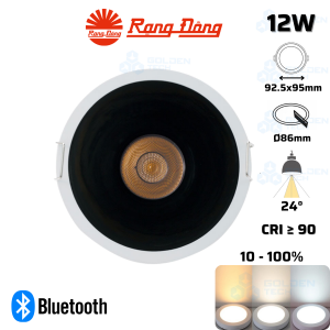 Đèn LED âm trần Downlight thông minh xoay góc đổi màu Rạng Đông AT41.BLE 86/12W