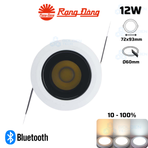 Đèn LED âm trần Downlight thông minh xoay góc đổi màu Bluetooth Rạng Đông AT22.BLE 60/12W