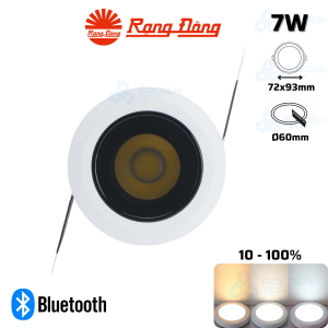 Đèn LED âm trần Downlight thông minh xoay góc đổi màu Bluetooth Rạng Đông AT22.BLE 60/7W