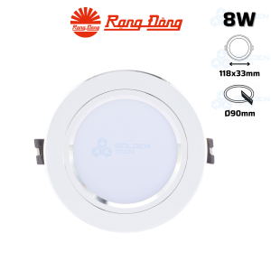 Đèn LED Âm trần Downlight Viền bạc Rạng Đông AT10 90/8W