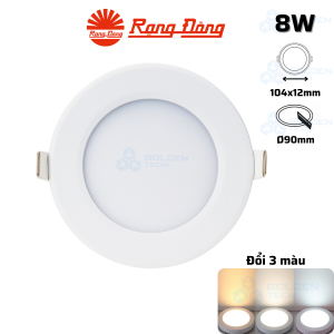 Đèn LED Panel Âm trần Nhôm Siêu Mỏng Đổi 3 màu Rạng Đông PT04.V2 ĐM 90/8W