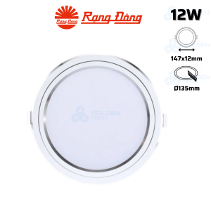 Đèn LED Panel Âm trần tròn Viền bạc Rạng Đông PT05 135/12W