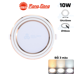 Đèn LED Panel Âm trần Tròn Đổi 3 màu Viền vàng Rạng Đông PT05 ĐM 110/10W